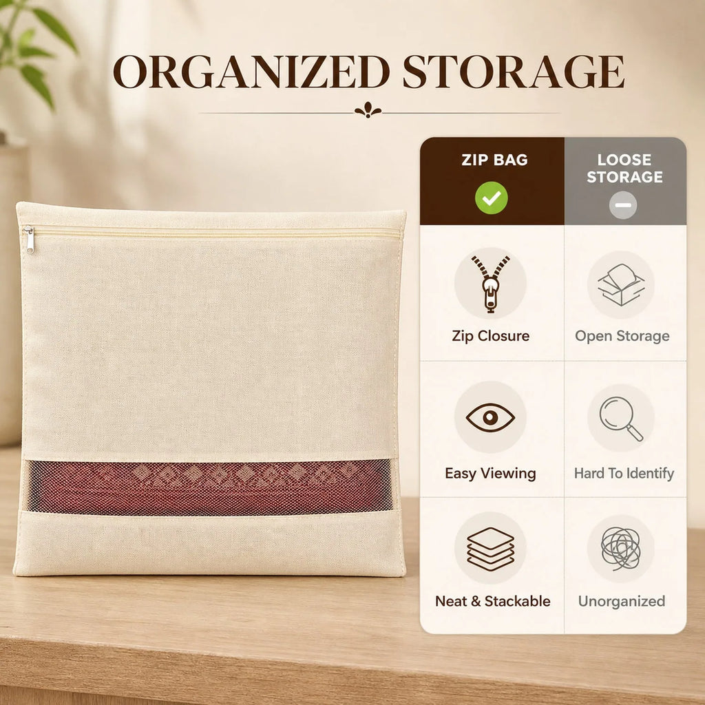 Zip Closure Saree Storage Pouch