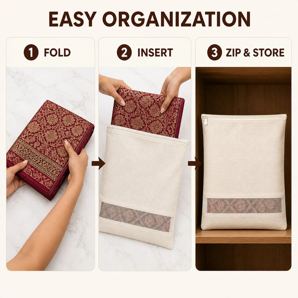 Zip Closure Saree Storage Pouch